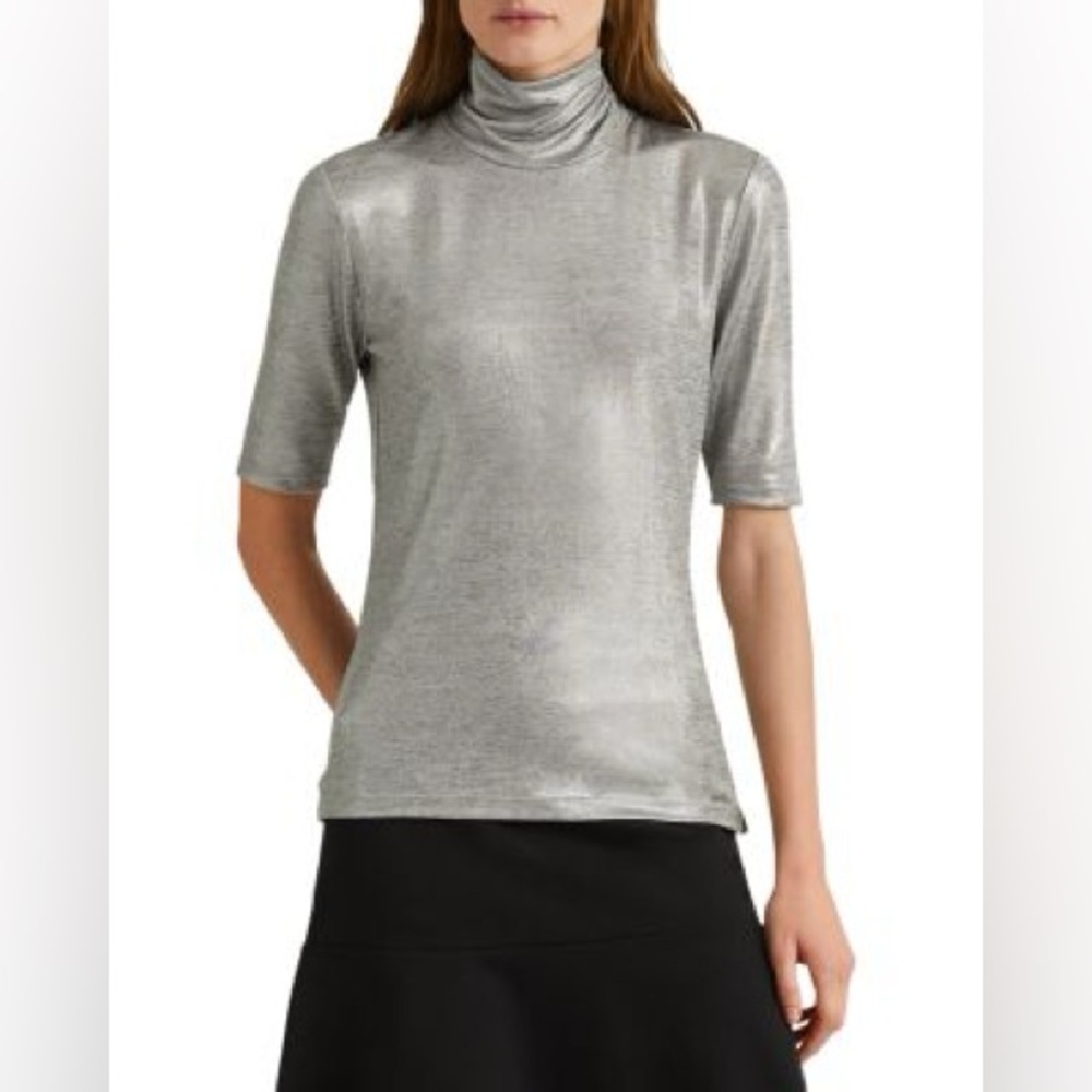 Ralph Lauren Metallic Silver Turtleneck top